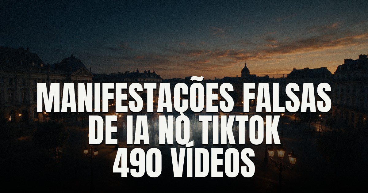 Capa do post: Protestos que nunca existiram: 490 vídeos com IA no TikTok mostram manifestações falsas para colher engajamento
